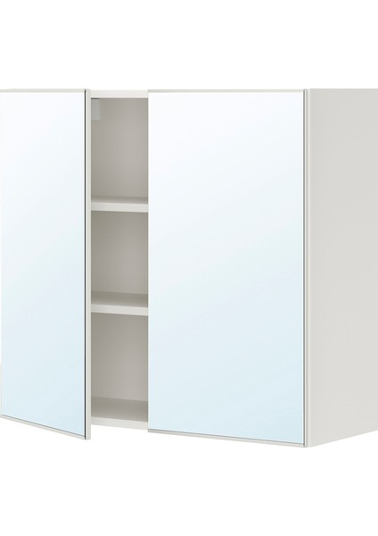 Banyo Duvar Dolabı, Beyaz, 80X30X75 Cm, 2 Ayna Kapaklı