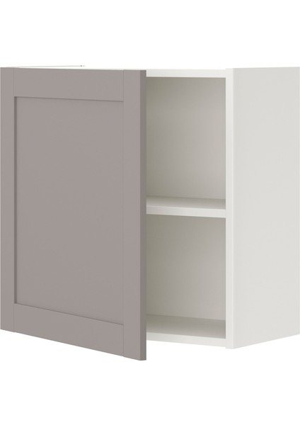 Mutfak Duvar Dolabı, Beyaz-Gri, 60X30X60 Cm, 1 Kapaklı