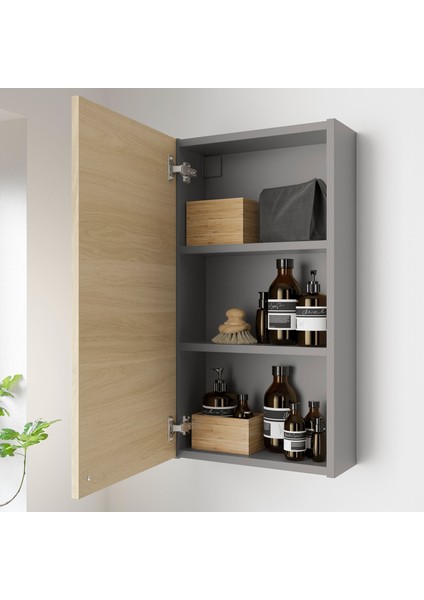 Banyo Duvar Dolabı, Gri-Meşe Görünümlü, 40X15X75 Cm, 1 Kapaklı fiyatları