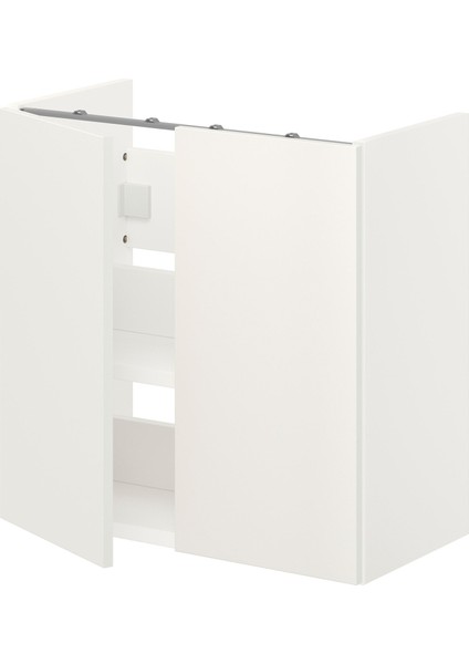 Lavabo Dolabı, Beyaz, 60X30X60 Cm, 2 Kapaklı