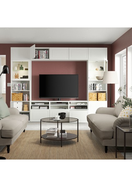 Tv Ünitesi, Beyaz-Şeffaf Cam, 300X42X231 Cm, Smevıken/ostvık, Çıt Çıt Raylı fiyatları