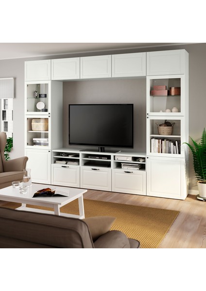 Tv Ünitesi, Beyaz-Şeffaf Cam, 300X42X231 Cm, Smevıken/ostvık, Çıt Çıt Raylı fırsatları