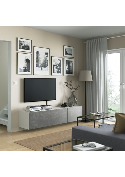 Tv Sehpası, Beyaz-Koyu Gri, 180X42X38 Cm, Kallvıken modelleri