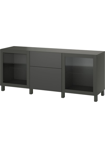 Dolap Kombinasyonu, Koyu Gri, 180X42X74 Cm, Stubbarp, Çıt Çıt Raylı