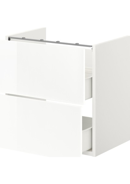 Lavabo Dolabı, Beyaz-Parlak Cila Beyaz, 60X40X60 Cm, 1 Çekmeceli