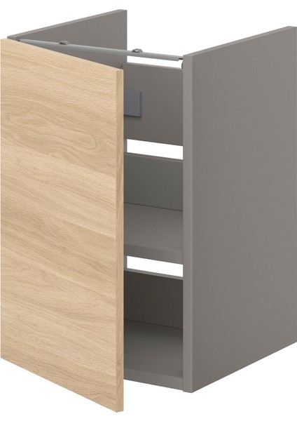 Lavabo Dolabı, Gri-Meşe Görünümlü, 40X40X60 Cm, 1 Kapaklı