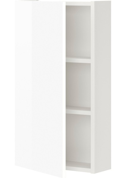 Banyo Duvar Dolabı, Beyaz-Parlak Cila Beyaz, 40X15X75 Cm, 1 Kapaklı