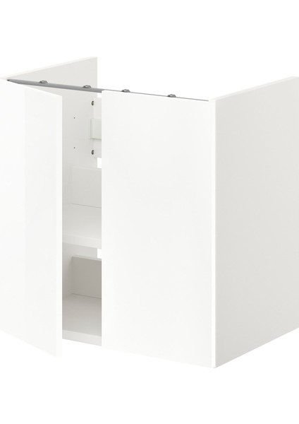 Lavabo Dolabı, Beyaz-Parlak Cila Beyaz, 60X40X60 Cm, 1 Kapaklı