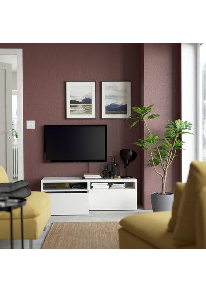 Tv Sehpası, Beyaz, 120X42X39 Cm, Lappvıken, Çıt Çıt Raylı fiyatları