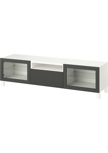 Tv Sehpası, Beyaz-Koyu Gri, 180X42X48 Cm, Lappvıken-Sındvık, Stubbarp