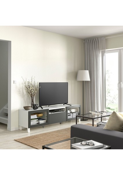 Tv Sehpası, Beyaz-Koyu Gri, 180X42X48 Cm, Lappvıken-Sındvık, Stubbarp