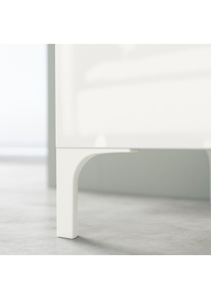 Tv Sehpası, Parlak Cila-Beyaz, 120X42X48 Cm, Selsvıken, Fren Raylı indirimleri