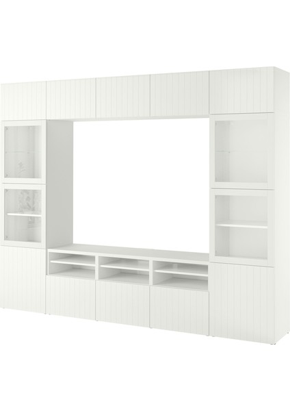 Tv Ünitesi, Beyaz-Şeffaf Cam, 300X42X231 Cm, Suttervıken/sındvık, Çıt Çıt Raylı