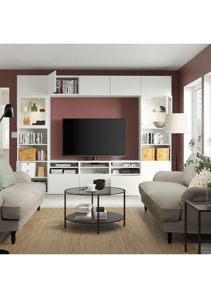 Tv Ünitesi, Beyaz-Şeffaf Cam, 300X42X231 Cm, Suttervıken/sındvık, Çıt Çıt Raylı fiyatları