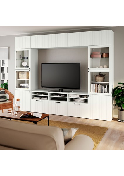 Tv Ünitesi, Beyaz-Şeffaf Cam, 300X42X231 Cm, Suttervıken/sındvık, Çıt Çıt Raylı fırsatları