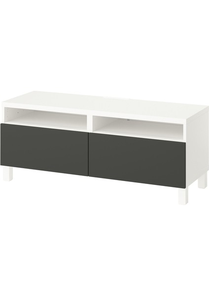 Tv Sehpası, Beyaz-Koyu Gri, 120X42X48 Cm, Lappvıken, Stubbarp