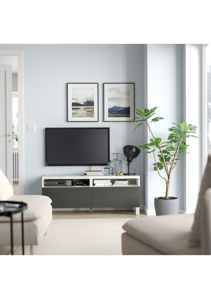 Tv Sehpası, Beyaz-Koyu Gri, 120X42X48 Cm, Lappvıken, Stubbarp indirimleri