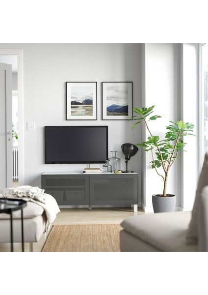 Tv Sehpası, Beyaz-Koyu Gri, 120X42X48 Cm, Lappvıken, Stubbarp