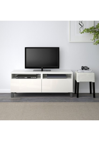 Tv Sehpası, Beyaz, 120X42X48 Cm, Selsvıken, Stubbarp, Fren Raylı fiyatları