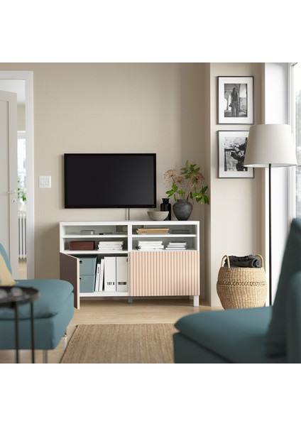 Tv Sehpası, Beyaz-Huş Kaplama, 120X42X74 Cm, Bjorkovıken fiyatları