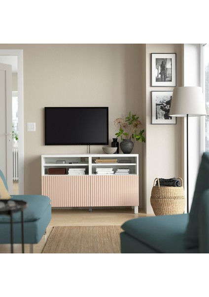 Tv Sehpası, Beyaz-Huş Kaplama, 120X42X74 Cm, Bjorkovıken modelleri