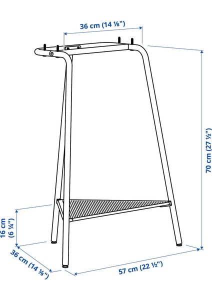Çalışma Masası Ayağı, Siyah, 70 cm