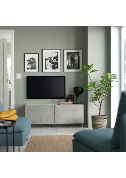 Tv Sehpası, Beyaz-Açık Gri, 120X42X48 Cm, Kallvıken modelleri