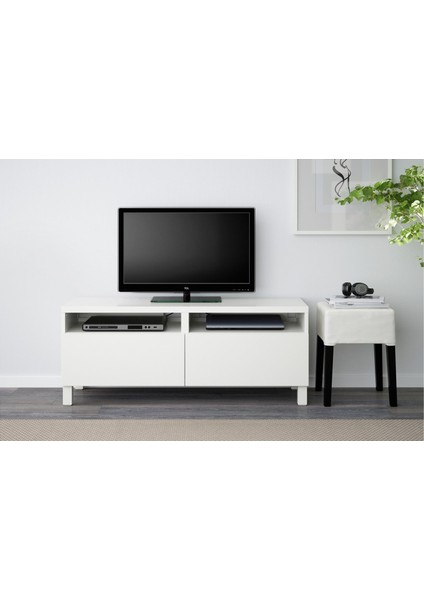 Tv Sehpası, Beyaz, 120X40X48 Cm, Lappvıken, Stubbarp, Fren Raylı fiyatları