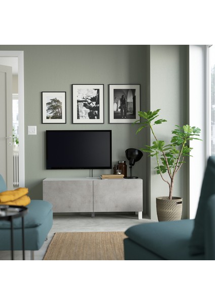 Tv Sehpası, Beyaz-Açık Gri, 120X42X48 Cm, Kallvıken modelleri