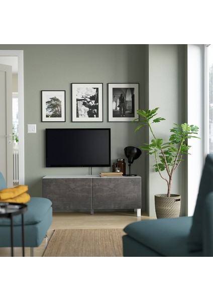 Tv Sehpası, Beyaz-Koyu Gri, 120X42X48 Cm, Kallvıken modelleri