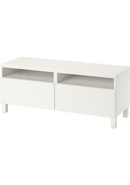 Tv Sehpası, Beyaz, 120X42X48 Cm, Lappvıken, Çıt Çıt Raylı