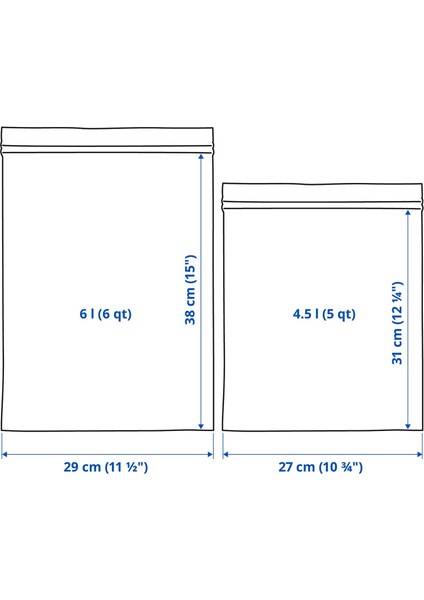 Kilitlenebilir Buzdolabı Poşeti, Yeşil, 6 Lt ve 4,5 Lt, 30 Adet