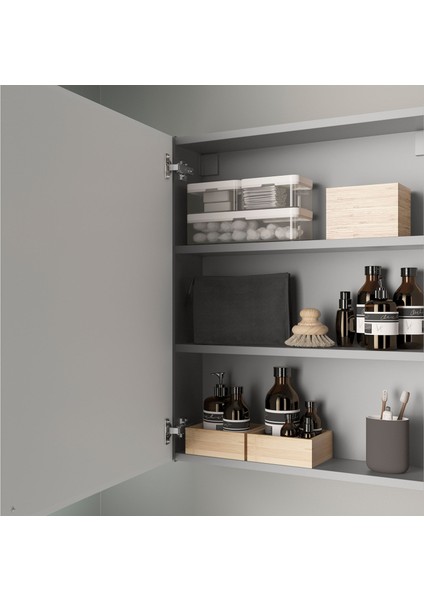 Banyo Duvar Dolabı, Gri-Parlak Cila Beyaz, 60X15X75 cm fiyatları