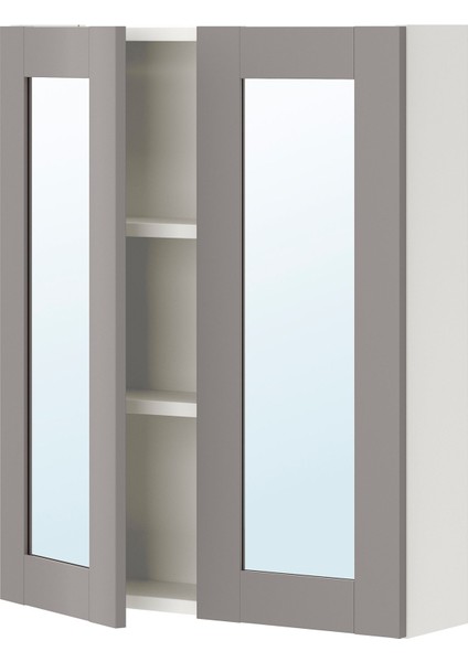 Banyo Duvar Dolabı, Beyaz-Gri, 60X15X75 Cm, 2 Ayna Kapaklı