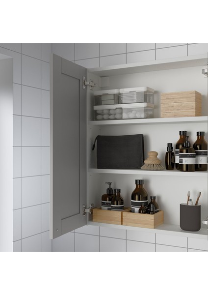 Banyo Duvar Dolabı, Beyaz-Gri, 60X15X75 Cm, 2 Ayna Kapaklı fiyatları