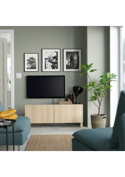 Tv Sehpası, Ağartılmış Meşe Görünümlü, 120X42X48 Cm, Lappvıken, Stubbarp modelleri