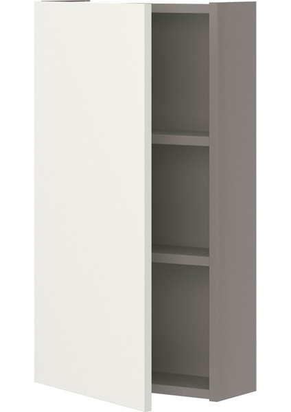 Banyo Duvar Dolabı, Gri-Beyaz, 40X15X75 Cm, 1 Kapaklı