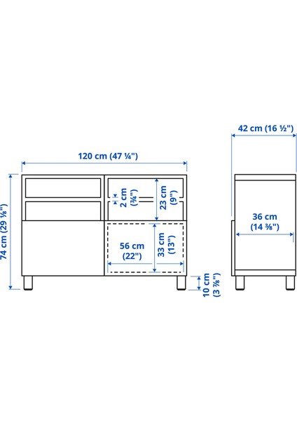 Tv Sehpası, Beyaz-Kahverengi, 120X42X74 Cm, Studsvıken, Stubbarp