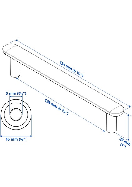 Kulp, Siyah, 154 Mm, 2 Adet