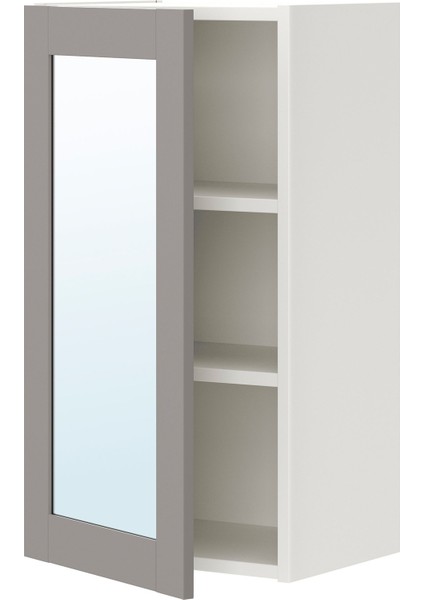 Banyo Duvar Dolabı, Beyaz-Gri, 40X30X75 Cm, 1 Ayna Kapaklı