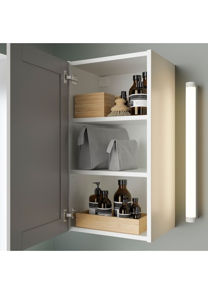 Banyo Duvar Dolabı, Beyaz-Gri, 40X30X75 Cm, 1 Ayna Kapaklı fiyatları