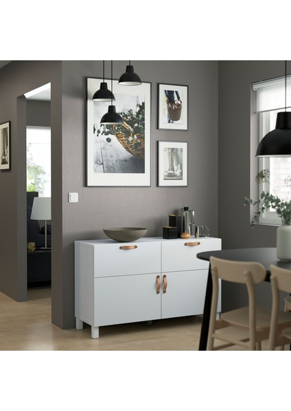 Dolap Kombinasyonu, Beyaz, 120X42X74 Cm, Lappvıken, Fren Raylı