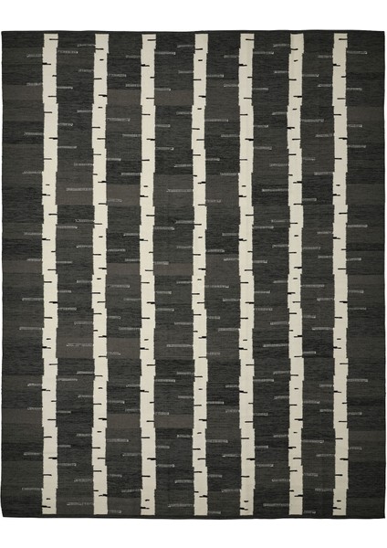 El Dokuması Halı, Gri-Beyaz-Siyah, 240x300 cm, Düz Dokuma