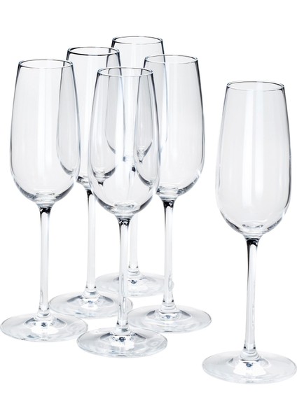 Şampanya Kadehi, Cam, 22 Cl, 6 Adet