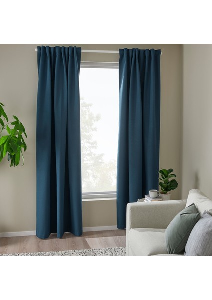 Karartma Perde/2 Kanat, Koyu Mavi, 135x300 cm, Loş Işık, Polyester fiyatları