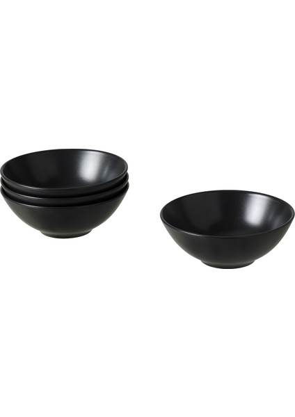 Seramik Kase Seti, Mat Koyu Gri, 16 Cm, 4 Adet