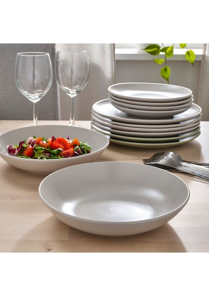 Yemek Takımı, Mat Açık Gri, 18 Parça