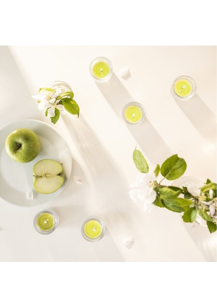 Kokulu Tealight Mum, Açık Yeşil, 3.5 Saat, Elma indirimleri