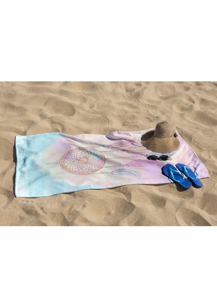 Tüy Desenli Dijital Baskılı Genç Kız Çocuk Baskılı Plaj Banyo Havlusu modelleri