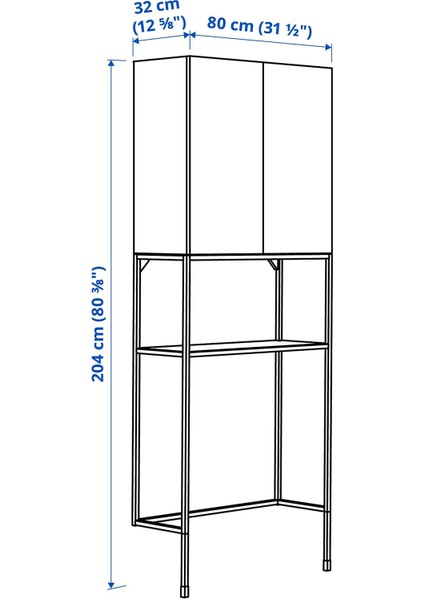 Çamaşır Odası ve Banyo Için Raf Kombinasyonu, Gri-Antrasit, 80X32X204 cm fırsatları